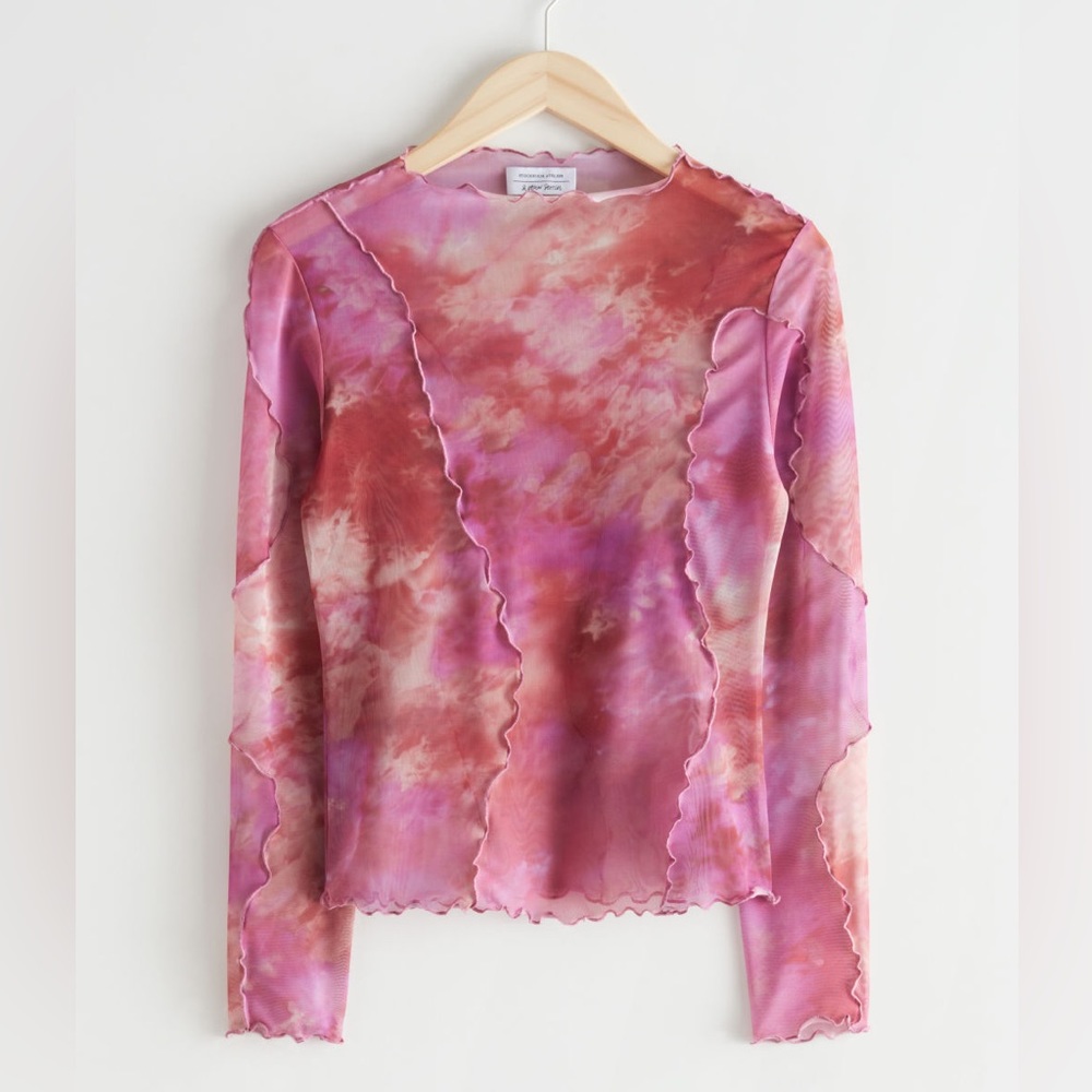 NWT & Other Stories Printed Pink Frill Top
